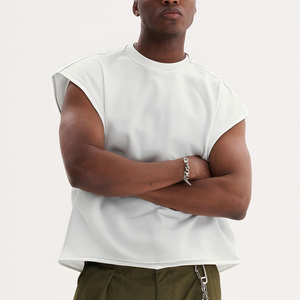 Débardeur de sport et fitness personnalisé à bords bruts, sans manches, coupe oversize, style streetwear, court et carré, en molleton bouclette pour <span class=keywords><strong>homme</strong></span> - Product Image 6