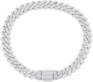 Cadena Cubana de Moissanita, Collar Cubano Miami, Chapado en Oro de 18k, Plata de Ley, Cadena de Moissanita con Incrustaciones de Diamantes - Product Image 1