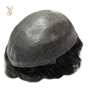 Parrucchino da <span class=keywords><strong>uomo</strong></span> all'ingrosso per fabbriche, in pelle sottile naturale, con <span class=keywords><strong>capelli</strong></span> Remy indiani e chiusura in pizzo dal design ottimizzato - Product Image 3