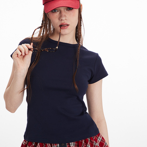 Venta al por Mayor de Camisetas Deportivas de Manga Corta para Mujer, 220 g/m², 96.7% Algodón, 3.3% Elastano, Color Sólido, Básicas - Product Image 2