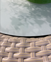 Ensemble de salon de jardin 3 pièces en PE tressé à la main, durable, pour balcon, style loisirs en plein air, avec table et 2 chaises