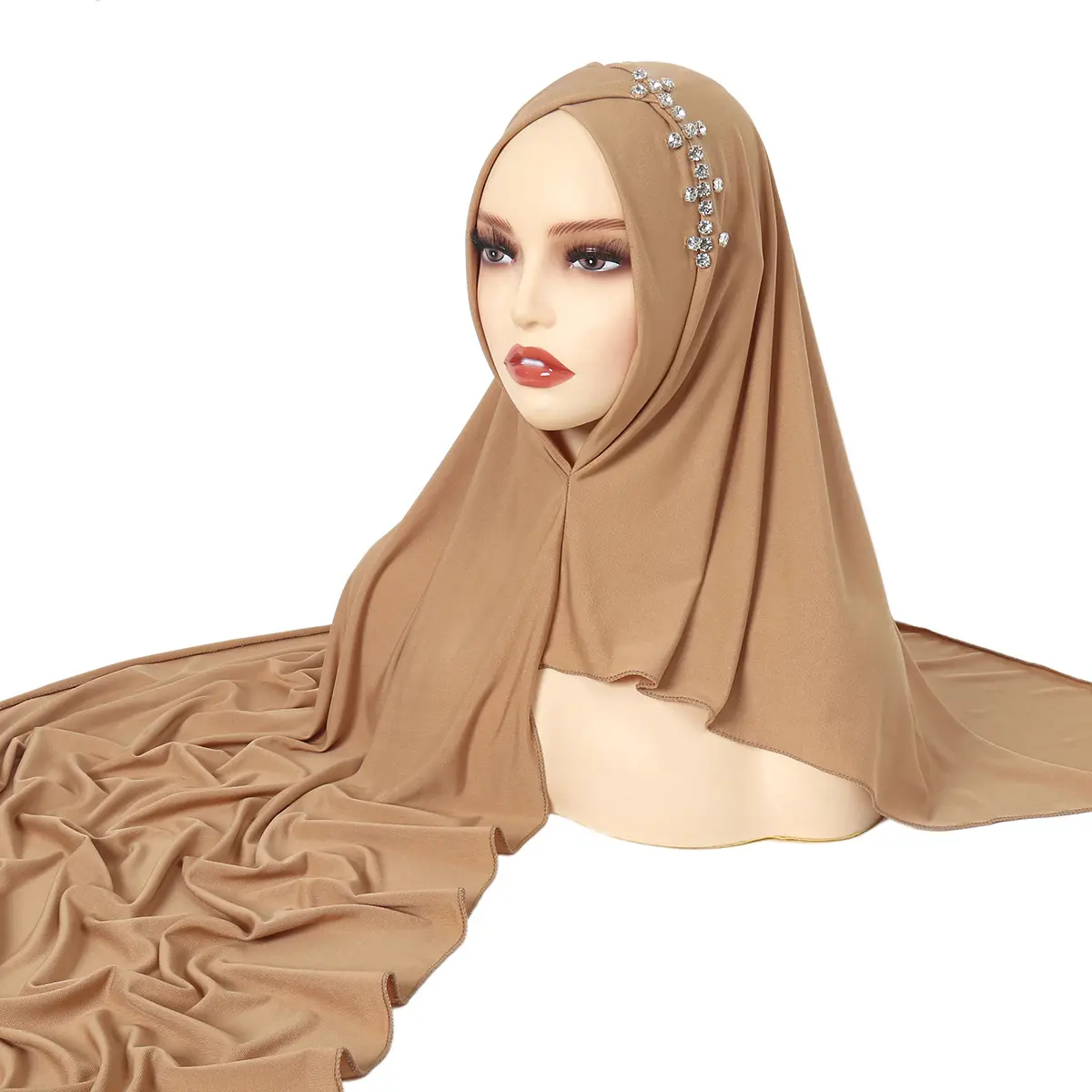 Hot Wholesale High Quality Shawl Chiffon Polyester Bonnet Pearl Woven Modal Scarf Good Stitching Hijab For Muslim Women Hijabs