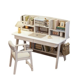 Solid Wood Desk With Bookshelf Integrated Study Computer Desk For Home Bedroom Writing <b>Table</b> 80-140Cm Size - Product Image 5