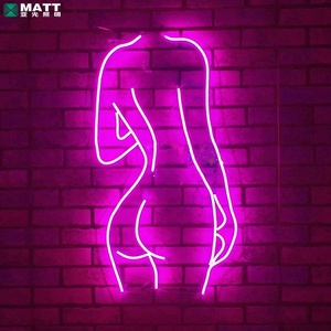 Matt Dropshipping Pink Sexy Lady LED Acrylique Neon Signs Custom Body Neon Lights pour Salon de coiffure Bar Party Wall Art Decor - Product Image 5