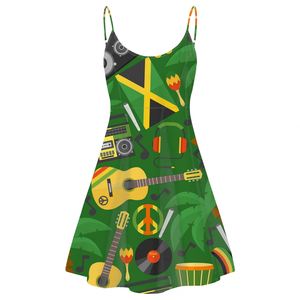 Robe moulante sexy en jersey imprimé feuilles de chanvre jaune vert tendance pour femmes, robe dos nu à bretelles, livraison directe - Product Image 5
