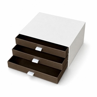 Boîte de rangement coulissante à 3 niveaux personnalisée, écologique et recyclable, pour emballage de portefeuilles, ceintures, foulards et boîtes cadeaux en papier, avec logo, vente en gros