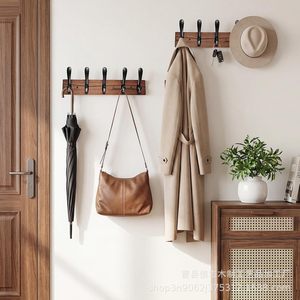 Wooden Coat Hooks Wall Mounted Multi Functional <b>Clothes</b> Hanger Entryway <b>Storage</b> Hook Rack For Home Door Or Wall Use - Product Image 2