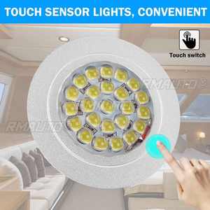 Lampe LED intérieure 12V avec interrupteur tactile pour camping-car, caravane, bateau, camping-car, voiture, lumière de plafond ronde, dôme, toit - Product Image 2
