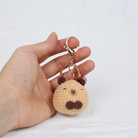 JAMELIN Mini porte-clés en tricot d'animaux faits à la main, chien, lapin, cochon, ours, capybara, canard, porte-clés amigurumi, porte-clés au crochet