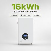 Batterie de stockage d'énergie domestique rechargeable, modulaire 5kWh 20kWh LiFePO4 51.2V 200Ah 400Ah murale hors réseau pour villa