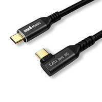 Kabel Data USB-C 3.2 Gen 2 Male ke Type-C Elbow Male, Pengisian Cepat 100W, Transmisi 10Gbps, Transfer Audio 4K untuk Ponsel