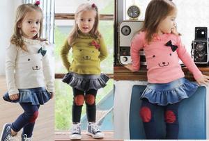 Conjunto de Dos Piezas para Niñas: Camisa y Falda Vaquera para Ir de Compras - Product Image 2