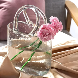 Luxury Transparent Crystal Decorative Flower <strong>Glass</strong> Handbag <strong>Vases</strong> Purse <strong>Bag</strong> <strong>Vase</strong> for Home Decor - Product Image 6