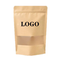 Sac en papier kraft écologique de qualité alimentaire avec fenêtre transparente et fermeture éclair refermable pour l'emballage de collations, sac à fond plat