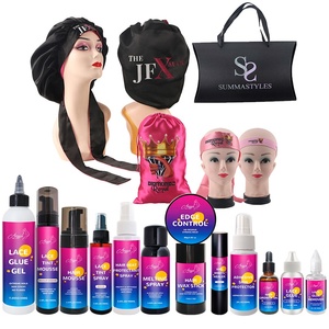 <span class=keywords><strong>Bonnet</strong></span> logo personnalisé, étiquette privée, Kit de perruque en dentelle, emballage boîte de cheveux étanche, colle à dentelle, outils de coiffure 4c, contrôle du bord des cheveux - Product Image 1