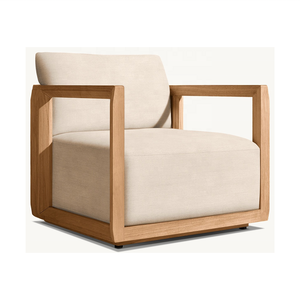 Sillón de Teca Moderno Premium con Diseño de Recortes Ventilados, Borde Inclinado y Detalle de Textura Vertical - Portátil y Cómodo para Uso en Hoteles y Villas - Product Image 1