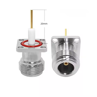 Usine RF coaxial coaxial 4 trous bride 17.5mm N Type femelle Jack soudage soudure montage sur panneau avec connecteurs à broches 20mm