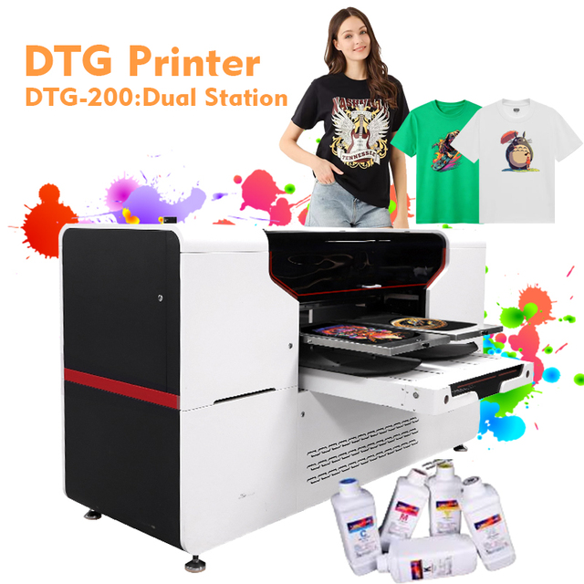 High Quality Double Head I3200 DTG Printer-Dual Bed Automatic New Multifunctional Flex Direct to Garment Printing Machine