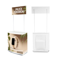 Comptoir promotionnel pliable en PP pour la vente en gros, table d'exposition portable pour salons professionnels et présentation de produits commerciaux