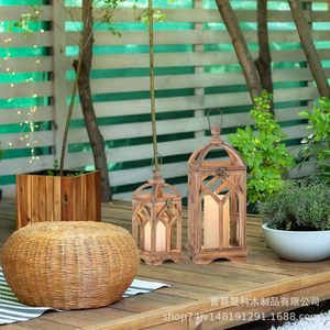 Wooden Candle Lantern <b>Set</b> <b>Square</b> Modern Simple Home Decoration Tabletop Lighting - Product Image 2