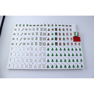 Jeu de Mahjong en mélamine sculpté de style américain à 4 couches, 160 tuiles, édition Noël, tuiles Santa <span class=keywords><strong>Jack</strong></span> pour les réunions de fin d'année, Poker - Product Image 5