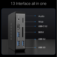 Base de Conexión Tipo C Todo en Uno de Aleación de Aluminio 13, Estación de Acoplamiento PD de 100 W DK13 con Puerto USB C 3.0 para Lenovo Erazer