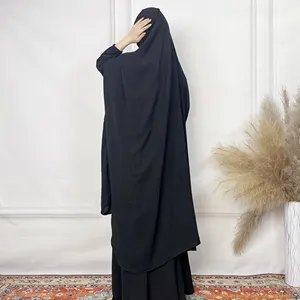 2024 plus récent tissu de crêpe de soie de glace respirant deux pièces femmes abaya musulmane islamique avec des modèles de jilbab hijab