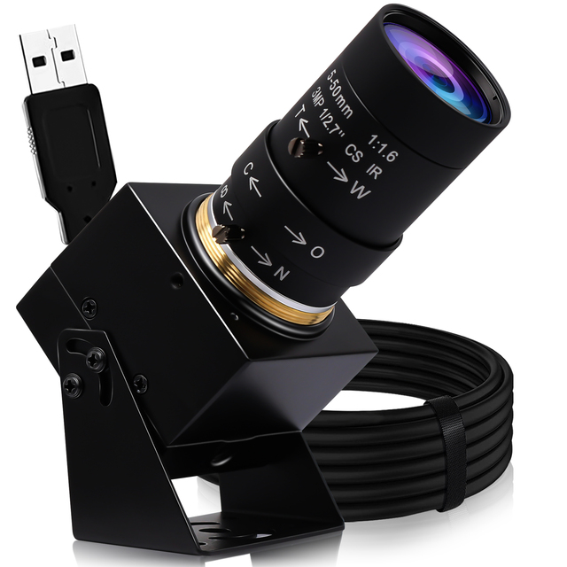 ELP Optical Zoom Industrial Machine Vision FHD PC Webcam Inbuilt Microphone 1080P 30fps 2MP Low Light USB Camera for Robotics