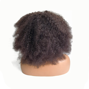Parrucche di capelli umani naturali da donna nere <span class=keywords><strong>Afro</strong></span> elastiche in pizzo pieno - Product Image 3