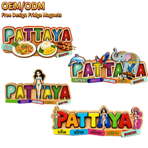 ชุดแม่เหล็กติดตู้เย็นลายไม้ ปัตตาญ่า ประเทศไทย ของที่ระลึกการเดินทางสไตล์ทรอปิคอล และของตกแต่งบ้าน - Product Image 1