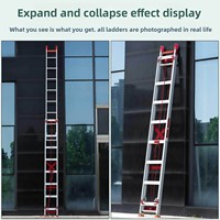 Échelle télescopique en alliage d'aluminium épaissie, pour usage industriel et domestique, pliante, à levage unilatéral, 6m, 150kg, manuelle