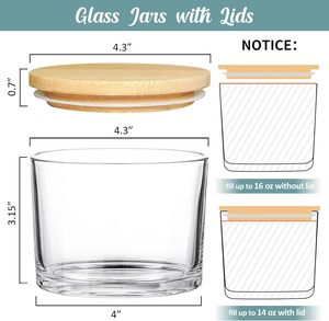 Grandi Barattoli Vuoti in <span class=keywords><strong>Vetro</strong></span> Trasparente da 16OZ (500ml) per la Creazione di Candele <span class=keywords><strong>con</strong></span> Coperchi in Bambù, Contenitori in <span class=keywords><strong>Vetro</strong></span> per Candele all'Ingrosso - Product Image 3