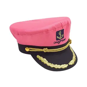 Chapéu capitão marinheiro personalizado, chapéu capitão promocional rosa