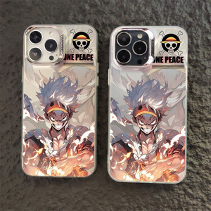PC Hardshell Anime IMD đôi màu bạc vỏ Luffy một mảnh trường hợp điện thoại iphone16 15 14 Pro Max mạ điện - Product Image 1