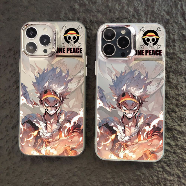 PC Hardshell Anime IMD Double Colored Silver Shell Luffy One Piece Phone case Iphone16 15 14 Pro Max Electroplated