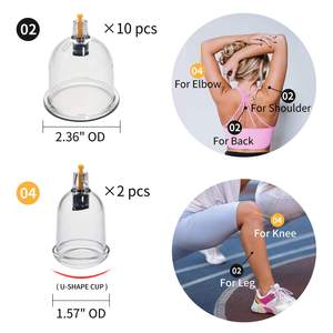 Conjunto de massagem de silicone para terapia de ventosas, ventosas ABS tradicionais chinesas, 24 copos de ventosas para o corpo - Product Image 5