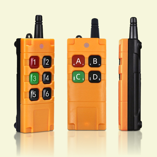 Rugged Industrial 433MHz Remote Control 2 4 6 Buttons Yellow Waterproof Transmitter for Electric Hoist and Overhead Bridge Crane
