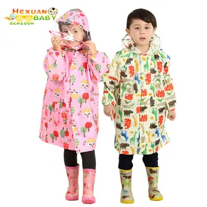 Clear Rain Coat for Children Emergency Reusable Outwear Kids RainCoat Rain Ponchos With Hood and Bag Seat