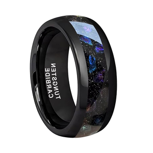 Anillos de tungsteno negro de 8 mm con incrustaciones de nebulosa, galaxia, zafiro y amatista, ajuste cómodo, anillos de boda, compromiso y aniversario para parejas - Product Image 2