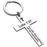 Porte-clés Croix de Jésus en acier inoxydable avec verset biblique, porte-clés en métal, cadeaux religieux chrétiens, baptême, porte-clés mini-bible