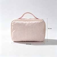 Sac de toilette matelassé rayé portable grande capacité pour femme
