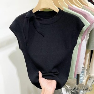 T26346 Strappy Round Neck Short <strong>Sleeve</strong> Knit T-Shirt for Women 2026 Summer New Slim Fit Versatile Small <strong>Flutter</strong> <strong>Sleeve</strong> <strong>Top</strong> - Product Image 2