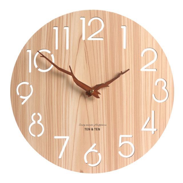 Modern Minimalist Living Room Woodfashion Atmosphere Mute Nordic Clock Wooden  Home Decoration Wall Clocks
