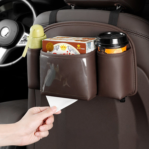 Carclean Neueste Luxus-Autositz-Rückentasche aus PU-Leder mit 3 Fächern, Haken und Multifunktions-Getränkehalter - Product Image 4