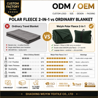 Couverture de voyage 2-en-1 en polaire avec logo personnalisé OEM, oreiller intégré, 260 GSM, portable, pliable, chaude et compacte pour avion