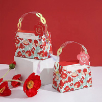 Boîte de bonbons de mariage de style ins personnalisé forme de sac à main imprimé de fleurs emballage en papier écologique avec poignée vente en gros