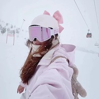 Gorro para Casco de Esquí con un Lindo Lazo Grande, Estilo de Dibujos Animados, Cálido, de Fibra Acrílica, Cortavientos, para Snowboard, Esquí, Ciclismo, Parapente