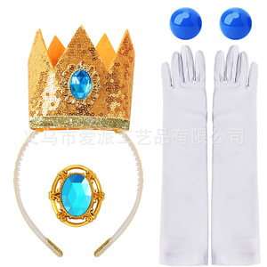 Ensemble de princesse Peach : Couronne, Broche, Boucles d'oreilles, Gants – Accessoire de Costume pour Filles, Idéal pour Jeux, Cosplay et Fêtes - Product Image 3