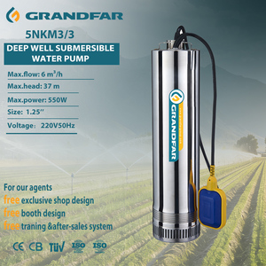 Pompe à eau submersible GRANDFAR 550W en acier inoxydable, haute pression, multi-étages, pour puits profond, 5NKm3/3, nouvelle génération, ultra haute performance - Product Image 1