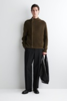 Cardigan vert olive pour homme, veste en tricot asymétrique à fermeture éclair, pull tactique utilitaire d'hiver